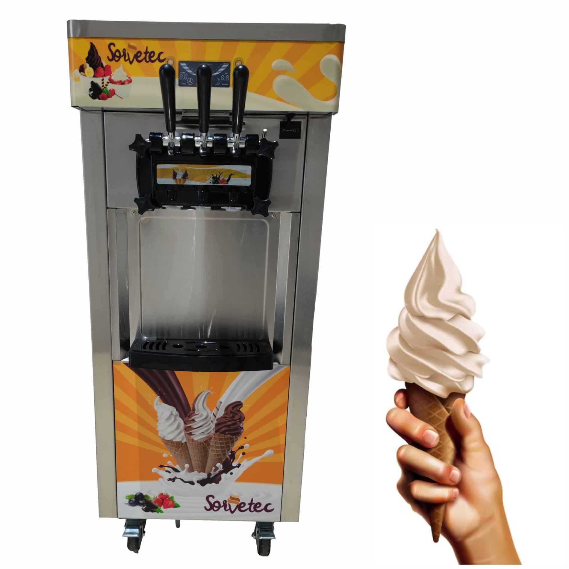 Maquina de Sorvete Expresso de Piso com 3 Bicos Açaí ou Frozen BQL-825B-Y